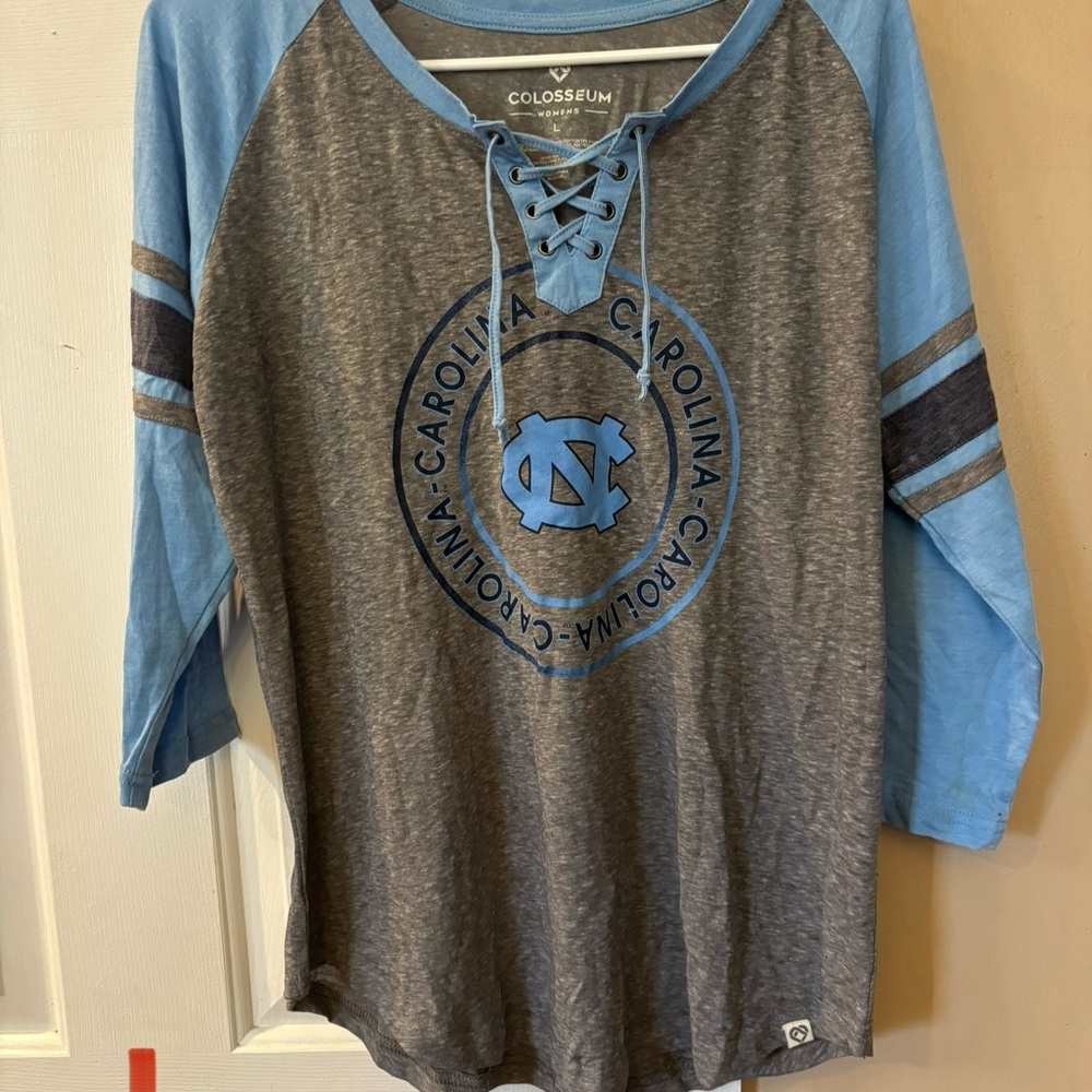 Colosseum Blue and Gray Lace-Up Top